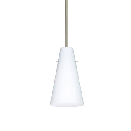 Besa Lighting Cierro Stem Pendant, Opal Matte, Satin Nickel Finish, 1x100W Incandescent 1TT-412407-SN